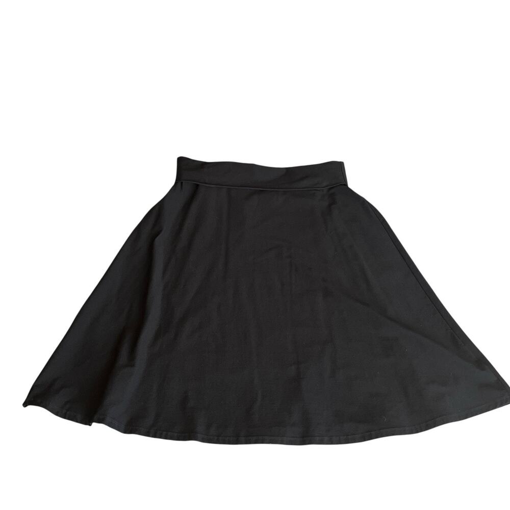 Eileen Fisher Skirt Women Size L USA Made Black Stretch Crepe Foldover A Line